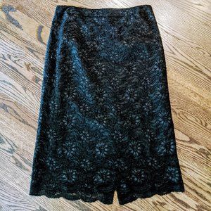Banana Republic Midi Skirt Lace Black/Silver 6